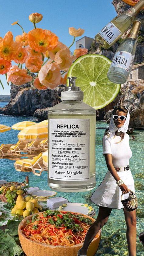 perfume mood board: Under the Lemon Tree by Maison Margiela #perfume #maisonmargiela #replica #underthelemontree #perfumes #summer #moodboard Maison Margiela Under The Lemon Tree, Replica Under The Lemon Trees, Under The Lemon Tree Replica, Fragrance Mood Board, Maison Margiela Fragrance, Replica Maison Margiela, Perfume Content Ideas, Perfume Moodboard, Margiela Perfume