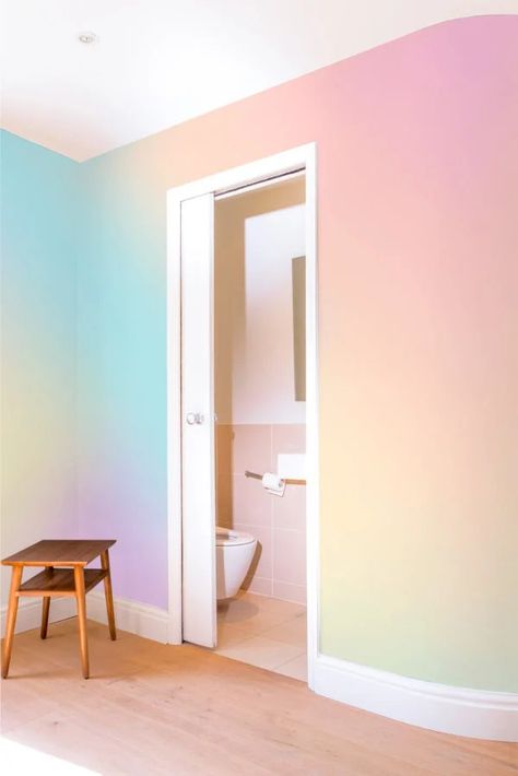 Pastel Room Design, Pastel Japandi, Shaker House, Fc Nantes, Interior Murals, Ombre Wall, Girl Bedroom Walls, Interior Tiles, Interior Color Schemes