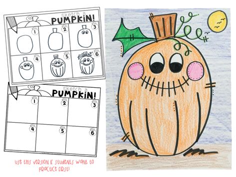 Directed Drawing For Kids, Directed Drawing Kindergarten, October Themes, October Classroom, First Grade Art, Halloween Kindergarten, Teacher Favorites, Pumpkin Drawing, Fall Art Projects