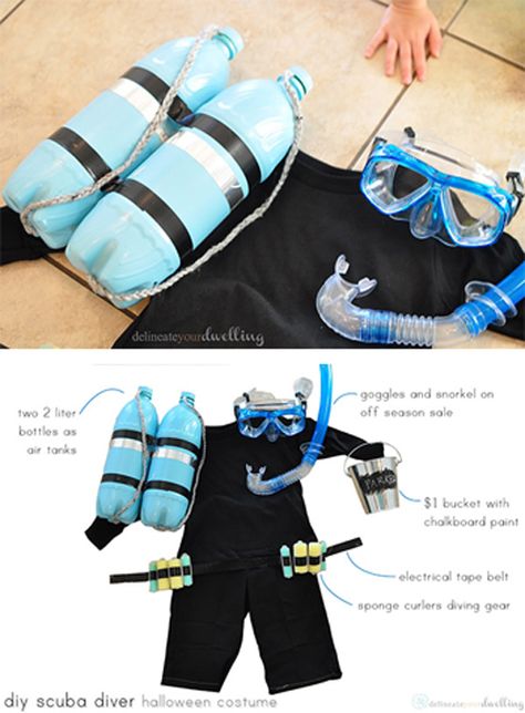 Under Sea Costume, Under The Sea Custome Ideas, Scuba Diving Costume, Under The Sea Costumes Diy Easy, Marine Biologist Costume, Underwater Costumes Diy, Diver Costume, Diy Under The Sea Costumes, Under The Sea Dress Up Ideas