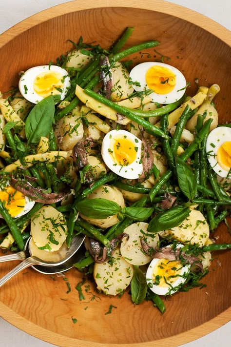 French Potato and Green Bean Salad Recipe - NYT Cooking French Potato Salad With Green Beans, French Beans Salad, French Salads Traditional, Yogurt Vinaigrette, Meat Quiche, Anchovy Salad, Salad Nicoise, French Potato Salad, Green Bean Salad Recipes