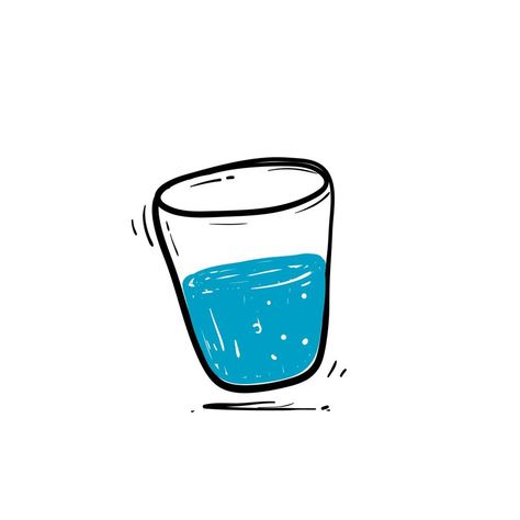 Drink Water Doodle, Glass Water Drawing, Water In Glass Drawing, Water Icon Aesthetic, Glass Of Water Illustration, Glass Of Water Drawing, Drinking Water Illustration, Water Doodles, Drinking Water Drawing