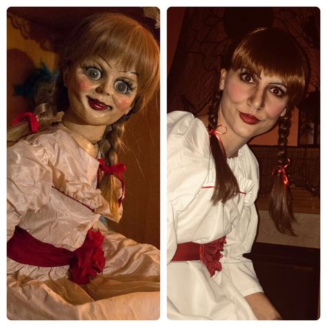 Anabelle Doll Makeup, Diy Annabelle Costume Women, Annabelle Costume Makeup, Annabelle Makeup Tutorial, Halloween Costumes Annabelle, Anabelle Costume Women, Diy Annabelle Costume, Annabelle Costume Women, Anabelle Makeup Halloween