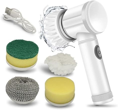 Electric Spin Scrubber, Electric Cleaning Brush, Care Free, 5in1 Magic Brush for cleanning Tile/Sink/WASH Basin/Bath/Showers (White) Liner Techniques, Tile Sink, Sink Care, Bath Showers, Clean Makeup Brushes, Electric Cleaning Brush, Electric Brush, Clean Sink, How To Clean Makeup Brushes