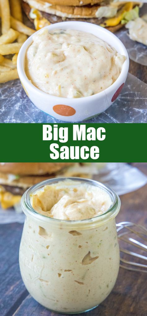 This homemade Big Mac Sauce is deliciously creamy, sweet-tangy, and easy to make! Use it as a burger spread or as a dip for fries and more. #bigmacsauce #burgersauce #homemade Easy Big Mac Sauce, Easy Big Mac Sauce Recipe, Dip For Fries, Homemade Big Mac Sauce, Grocery Hacks, Big Mac Sauce Recipe, Mac Sauce Recipe, Easy Make Ahead Appetizers, Homemade Big Mac