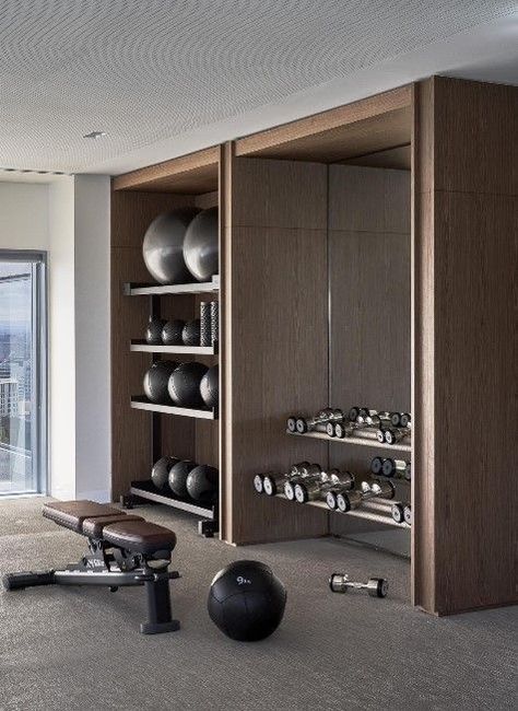 Home Workout Space, Home Gym Inspiration, Gym Design Interior, Dream Home Gym, House Gym, Commercial Office Design, Desain Pantry, Gym Room At Home, Gym Interior