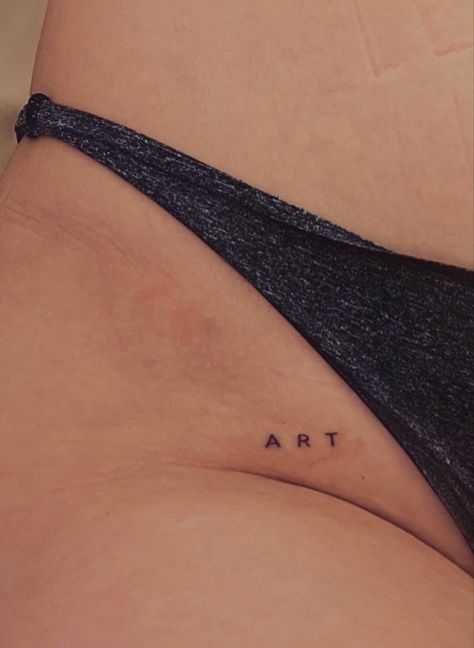 Name Tattoo On Pelvis, Tattoo Ideas Female Buttocks, Vulnerable Tattoo, Bite Me Tattoo Buttcheek, Small Pelvic Tattoos Women, Sensual Tattoo For Women, Waist Line Tattoos, Dirty Tattoos For Women, Spicy Tattoo Ideas