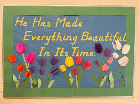 Christian Bulletin Boards For Spring, Spring Religious Bulletin Boards, Spring Bulletin Board Ideas High School, Spring Bulletin Board Ideas For Church, Spring Sunday School Bulletin Boards, Spring Church Bulletin Board Ideas, Easter Boards Bulletin, Christian Spring Bulletin Boards, Spring Church Bulletin Boards