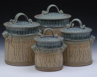 Pottery Canister Sets, Ceramic Kitchen Canisters, Ceramic Canister Set, Ceramic Canisters, Pottery Form, Ceramic Canister, Advanced Ceramics, Wheel Thrown Pottery, Functional Pottery