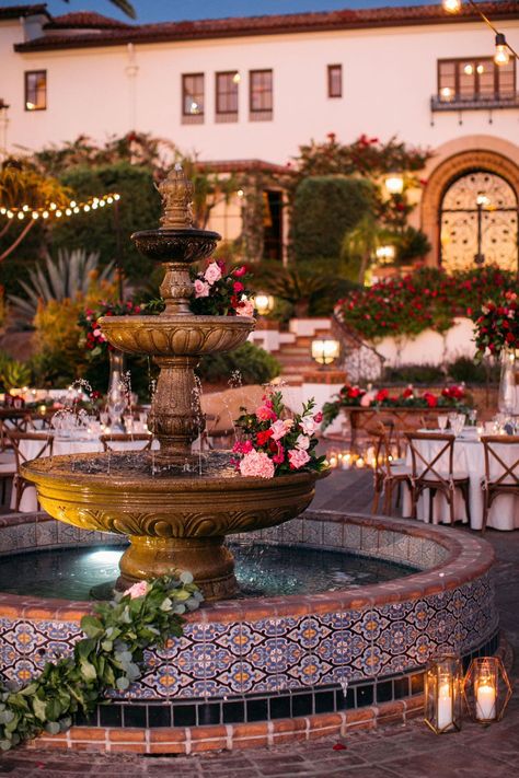 Ranch Wedding Venue Ideas, Wedding Ideas Hacienda, Spanish Style Courtyard Wedding, Spanish Quinceanera Theme, Wedding Ranch, Spanish Style Wedding Aesthetic, Weddings In California, Wedding Courtyard, Small Hacienda Wedding