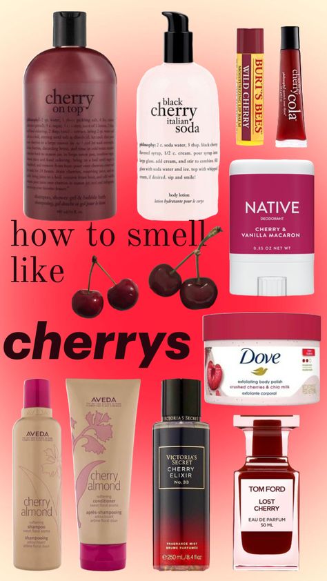 Cherry Perfume, Cherry Products, Fragrances Perfume Woman, Body Hygiene, Perfume Collection Fragrance, Shower Skin Care, Body Smells, Pretty Skin Care, Perfume Scents