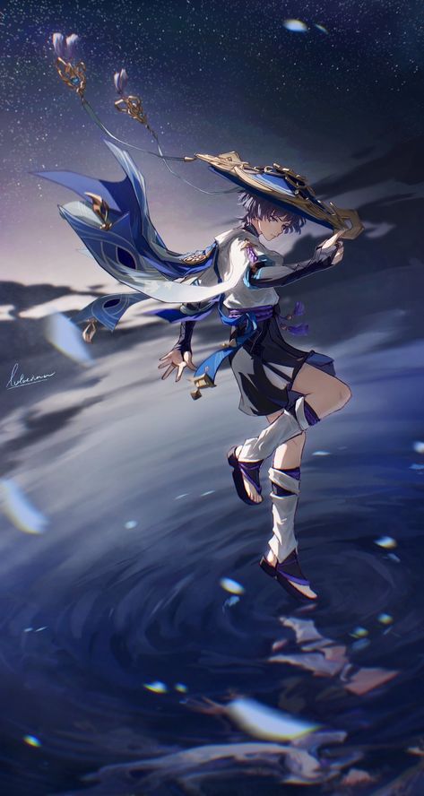 lutaerian on Twitter Wanderer Scaramouche, Bg Design, Hxh Characters, Wanderer Art, Dessin Adorable, Scenery Wallpaper, Pretty Art, Pretty Wallpapers, Anime Fanart