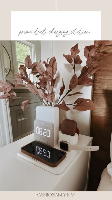 Iphone And Watch Charging Station, Bedroom Charging Station Ideas, Bedside Table Charging Station, Nightstand Charging Station Ideas, Bedside Charging Station Ideas, Clay Lights, Bedside Charging Station, Charging Station Nightstand, Charging Station Ideas