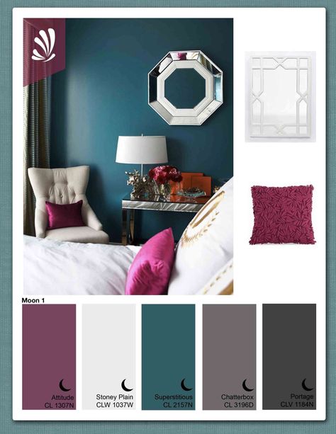 10+ Inspiring Best Wall Color To Go With Fuschia Furniture Collection -  -  Check more at https://color-combination.com/10-inspiring-best-wall-color-to-go-with-fuschia-furniture-collection/ Turquoise Accent Wall, Turquoise Accent Walls, Grey Colour Scheme Bedroom, Grey Bedroom Colors, Teal Bedroom Decor, Teal Accent Walls, Burgundy Living Room, Wall Color Schemes, Accent Wall Colors