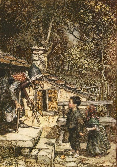 Brothers Grimm Fairy Tales, Scary Witch, 동화 삽화, Hansel And Gretel, Arthur Rackham, Classic Fairy Tales, Brothers Grimm, Grimm Fairy Tales, Halloween Greetings