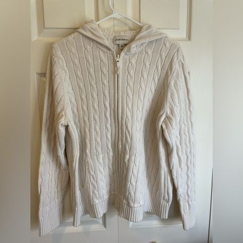 St. John’s Bay Woman White Cable Knit Zip Up Cardigan Sweater Ayla Cable Knit Zip Up Brandy, Cable Knit Zip Up, Sophie Outfit, Knit Zip Up Sweater, Zip Up Cardigan, Build A Closet, Cardigan Outfits, Zip Up Sweater, Zip Sweater