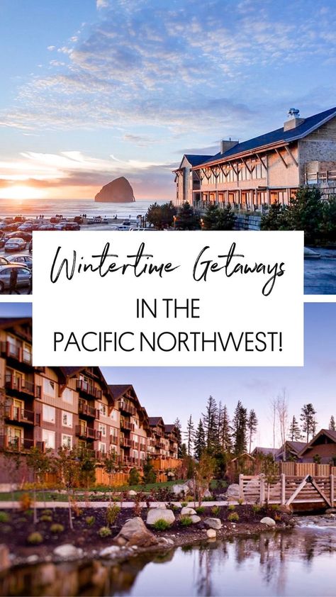 These winter getaway destinations in the Pacific Northwest will make the perfect weekend getaway! #weekendgetaway #wintergetaway #wintertimetravel #wintertravel #pnw Travel Pacific Northwest, Pnw Weekend Getaways, Oregon In Winter, Pacific Northwest Aesthetic, Pacific Northwest Winter, Northwest Decor, Pnw Winter, Pnw Travel, Oregon Winter