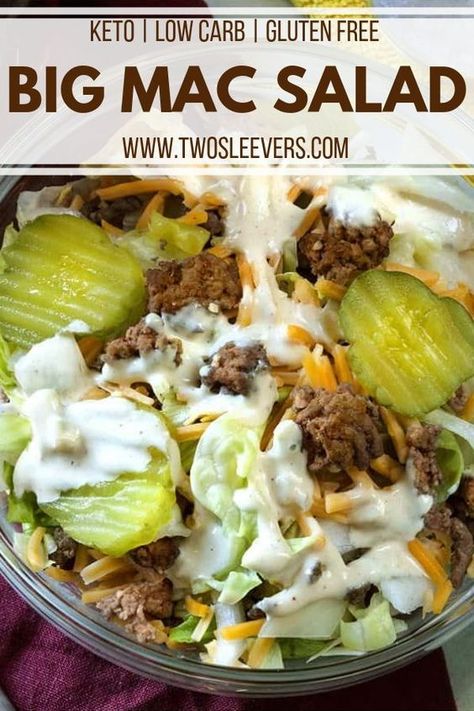 Keto Big Mac Salad, Keto Big Mac, Low Carb Fast Food, Salad Low Carb, Trending Food, Big Mac Salad, Keto Fast Food, Mac Salad, Resep Salad