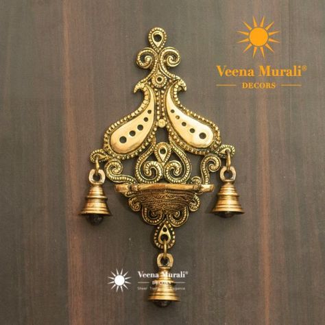 Buy latest and antique brass lamps to decorate your home | Veena Murali Decors Wall Lamps Diy, Flower Wall Hanging Decor, Room Hanging Decor, Diy Paper Wall Hanging, Temple Drawing, Diya Lamp, Wall Hanging Ideas, Brass Lamps, Nostalgic Vibes