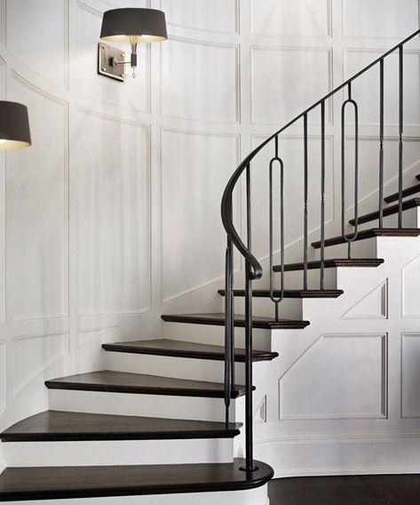 Staircase lighting ideas – 17 styles to light up your treads | Real Homes درابزين السلم, Contemporary Kitchen Backsplash, Black And White Stairs, درج السلم, Stairs In Kitchen, White Stairs, Contemporary Stairs, Traditional Staircase, Interior Staircase