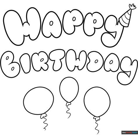 Free Happy Birthday in Bubble Letters Coloring Page for Kids Practice Lettering, Easy Drawing Guides, Balloon Template, Drawing Guides, Kids Print, Coloring Sheets For Kids, Picture Letters, Letters For Kids, Happy Birthday Balloons