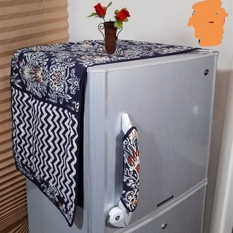 Biggest Kitchen, Fridge Cover, Small Kitchen Design Apartment, Fridge Handle Covers, Refrigerator Covers, Fridge Top, Ethnic Home Decor, Sewing Easy Diy, Diy Bag Designs