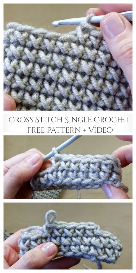 Cross Stitch Single Crochet Free Pattern + Video - DIY Magazine Cross Stitch Single Crochet, Free Patterns Knitting, Crochet Baby Blanket Free Pattern, شال كروشيه, Rug Patterns, Crochet Stitches For Blankets, Crochet Stitches Free, Easy Crochet Stitches, Diy Magazine