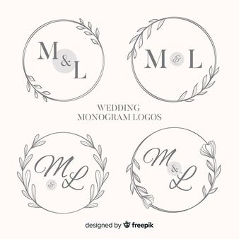 Wedding logo wedding monogram | Fotos y Vectores gratis Non Traditional Wedding Ring, Florist Logo, Salon Logo Design, Wedding Logo Monogram, Wedding Logo Design, Hand Drawn Wedding, Wreath Drawing, Hand Painted Wedding, Free Printable Art