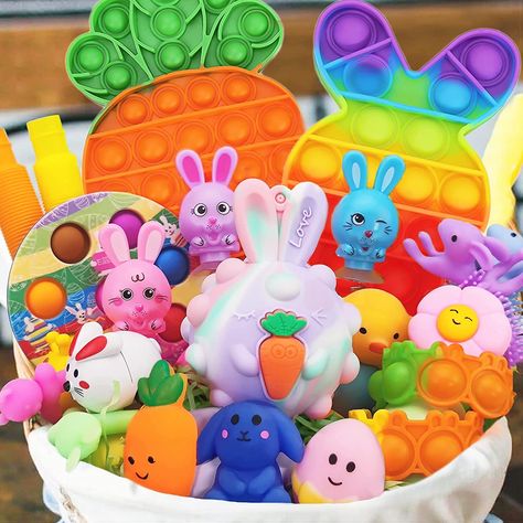 Mochi Squishies, Easter Baskets For Kids, Animal Easter Eggs, Pop Gifts, Baskets For Kids, Fun Easter Baskets, Gifts For Toddlers, Infant Sensory Activities, Therapy Toys