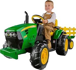 Peg Perego John Deere Ground Force Tractor with Trailer 12 Volt Ride on Electric Cars For Kids, Tractor Wheels, Tractors For Kids, Play Farm, Cars For Kids, Magic Car, Peg Perego, Wind Up Toys, Riding Toys