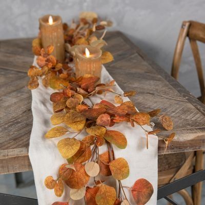 THE PATCHED PORCH | Shop Sales Events Antique Farmhouse Orange Eucalyptus, Hanging Basket Wall, Farmhouse Candle, Leaves Garland, Farmhouse Candles, Faux Leaf, Eucalyptus Garland, Quilted Throw Blanket, Fall Garland