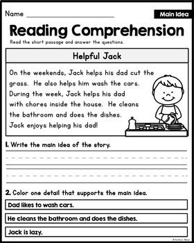 Kindergarten Reading Strategies, Digraph Reading Passages, Phonic Reading, Christmas Reading Comprehension, Main Idea Worksheet, First Grade Reading Comprehension, Reading Comprehension Kindergarten, Teaching Esl, Reading Comprehension Lessons