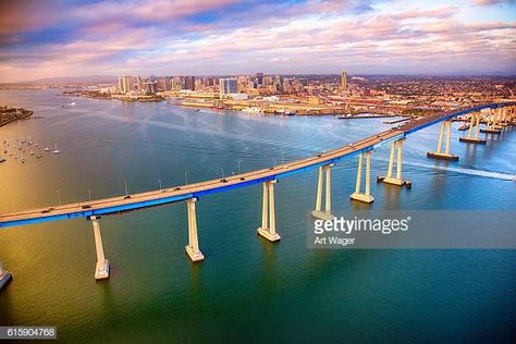 San Diego Skyline Beyond the Coronado Bridge Coronado Bridge, Chula Vista California, California Pictures, San Diego Skyline, Travel Quiz, San Diego Bay, Chula Vista, San Diego Zoo, Balboa Park