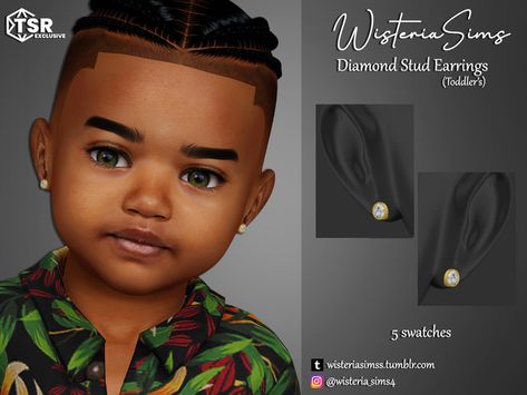 Sims 4 Cc Toddler Earrings, Toddler Earrings, Toddler Cc Sims 4, Sims 4 Toddler Clothes, Sims 4 Men Clothing, Sims 4 Hair Male, Sims 4 Piercings, Sims 4 Tsr, Sims Baby