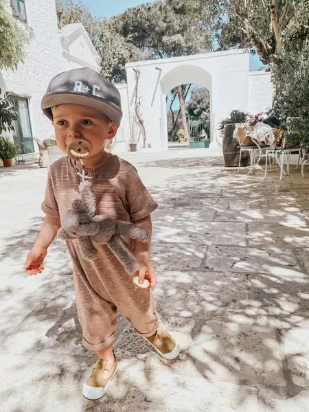 what Louie wore on vacation, toddler outfit, playsuit, romper #LTKunder50 #LTKbaby #LTKkids Toddler Vacation Outfits, Safari Toddler Outfit, Beige Summer Bubble Romper For Playtime, Baby Boy Vacation Outfits, Toddler Boy Beach Outfit, Toddler Vacation, Toddler Girl Romper, Living In London, Cotton Romper