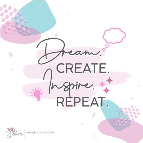 DREAM. CREATE. INSPIRE. REPEAT #craftingquote #inspirationalquote #creativequote Handmade Business Quotes, Stationery Quotes, Candles Business, Crafting Quotes, 1 Anniversary, Handmade Quotes, Small Business Quotes, School Creative, Beauty Blenders