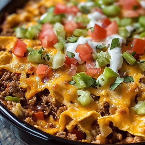 Walking Taco Casserole Recipes With Taco Sauce, Leftover Taco Shells Ideas, Walking Talking Taco Casserole, Taco Type Recipes, Taco Ideas For Dinner, Taco Hotdish, Baked Chimichangas, Walking Tacos Recipe, Walking Taco Casserole