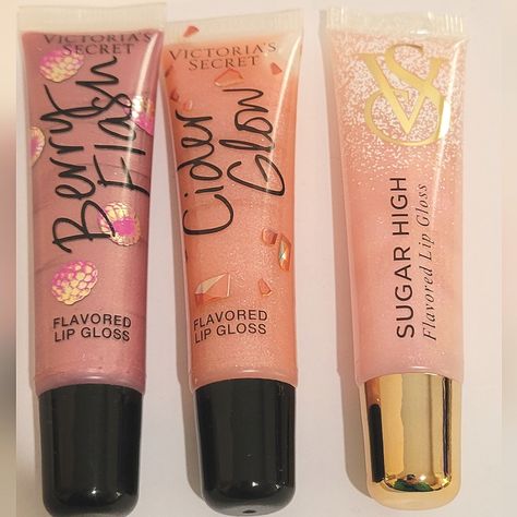 Nwt Victoria Secret Lip Gloss Bundle - Set Of 3 New, Never Used 1. Berry Flash 2. Cider Glow 3. Sugar High Yummy Tasting Shimmer Lip Gloss Posh Ambassador Ii Fast Shipping #Lips #Lippies #Lipgloss #Gloss #Shimmer #Glitter #Flavored #Yummy #Pink Victoria Secret Lip Gloss, Lip Gloss Bundle, Shimmer Lip Gloss, Flavored Lip Gloss, Victoria Secret Makeup, Ingredient List, Smell Goods, Lip Glow, Lip Balm Gloss