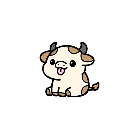 How To Draw Cow Print, Cute Cow Doodle, Cute Cow Drawing, Cow Drawing Easy, Sweet Drawing, Cute Cartoon Cow, Kawaii Cow, Cow Cartoon, Small Cow