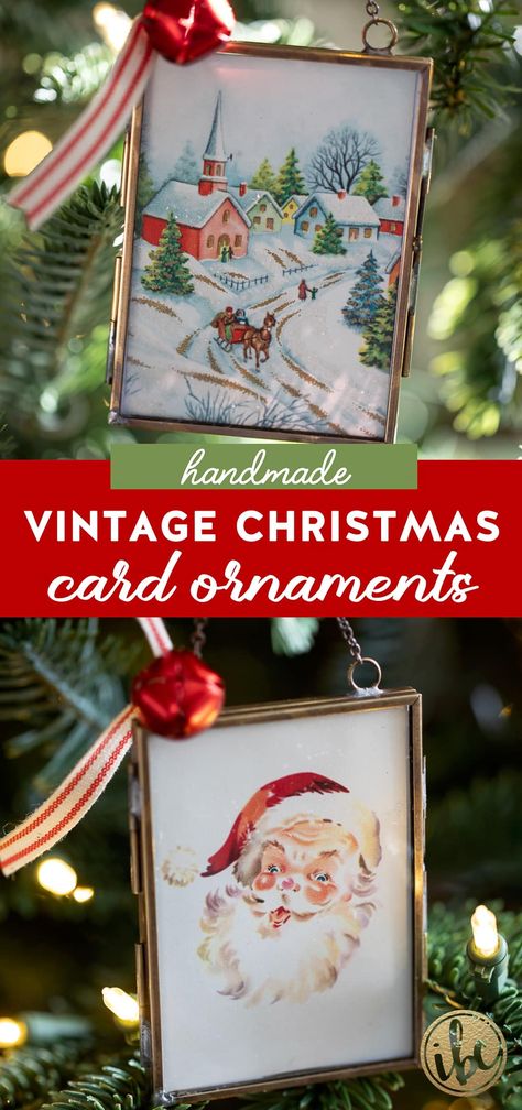 Diy Old Christmas Ornaments, Special Christmas Ornaments, Crafts With Christmas Cards, Repurpose Christmas Cards, Diy Antique Christmas Ornaments, Old Christmas Card Crafts, Vintage Christmas Ornaments Diy, Vintage Christmas Crafts Diy, Diy Christmas Ornaments For Tree