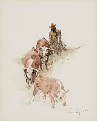 Hill Country  |  pencil and watercolor on paper  |  10 x 8 inches  |  $3,850 Re-framed and matted with museum glass Country Watercolor Painting, Cowboy Paintings Western, Watercolor Western Art, Country Drawing Ideas, Western Watercolor Paintings, Western Painting Ideas, Cowboy Paintings, Country Drawings, Western Drawings