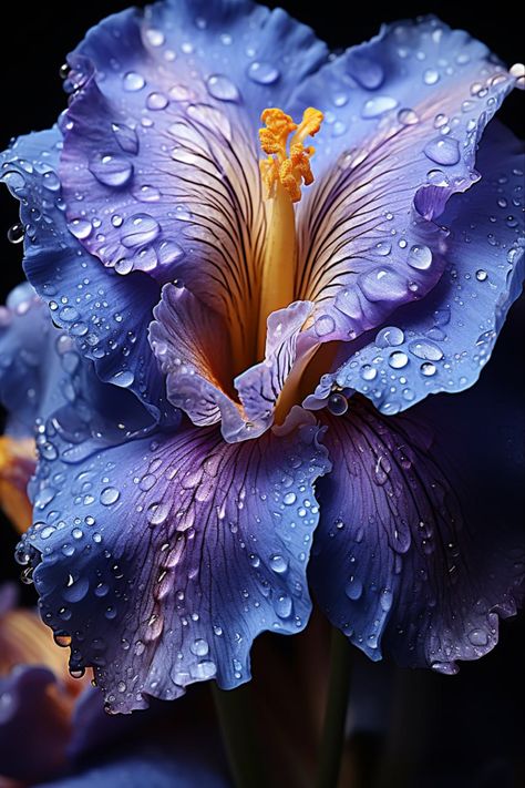 Iris Flowers/ Background Flower Photography Art, Wet Flowers, Close Up Art, Foto Macro, Macro Photography Nature, Macro Photography Flowers, Inspiration Nature, Flower Close Up, Macro Flower