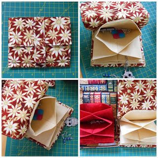 Sewing Pouch: Using fabric origami, the flannel flower pouch closes with a strap and Velcro and has nice deep pockets. Sewing Pouch, Jewellery Roll, Origami Wallet, Sewing Project Ideas, Flannel Flower, Origami Bag, Fabric Origami, Pattern Purse, Jewellery Pouch