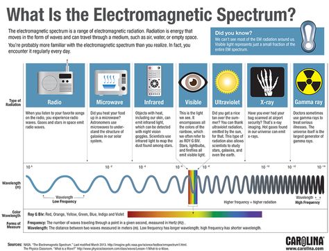 Electromagnetic Spectrum                                                                                                                                                                                 More Electromagnetic Spectrum Chart, The Electromagnetic Spectrum, Radio Waves Electromagnetic Spectrum, Electromagnetic Spectrum Poster, Em Spectrum, Worksheets For Middle School, Ionic Bonding, Physics Lessons, Wave Theory