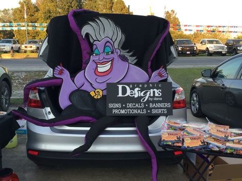 Disney Villain Trunk or Treat #disneyvillain #trunkortreat #Ursula #Halloween Disney Villians Trunk Or Treat Ideas, Disney Villains Trunk Or Treat, Ursula Trunk Or Treat, Disney Villain Trunk Or Treat, Villain Trunk Or Treat, Trunk Or Treat Ideas Disney, Ursula Trunk Or Treat Ideas, Disney Trunk Or Treat, Ursula Halloween