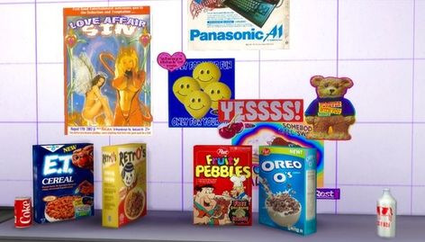 Oreo Cereal, Pebbles Cereal, Sims 4 Clutter, Cereal Boxes, Fruity Pebbles, Creative Profile Picture, Sims 4 Collections, Sims 4 Build, Memory Games