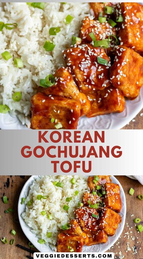 You'll love this Korean Tofu! Crispy pan-fried tofu in a sticky, sweet, and spicy gochujang sauce, ready in under 20 minutes.