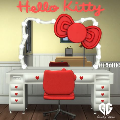 Hello Kitty Vanity | Gawdly Games Sims 4 Cow Print Furniture, Sims 4 Cute Kitchen Cc, Sims 4 Nintendo Cc, Sims 4 Makeup Vanity, Sims4 Vanity Cc, Sims 4 Mickey Mouse Cc, Sims 4 Cc Furniture Vanity, Sims 4 Sanrio Cc Furniture, Sims 4 Cc Anime Posters