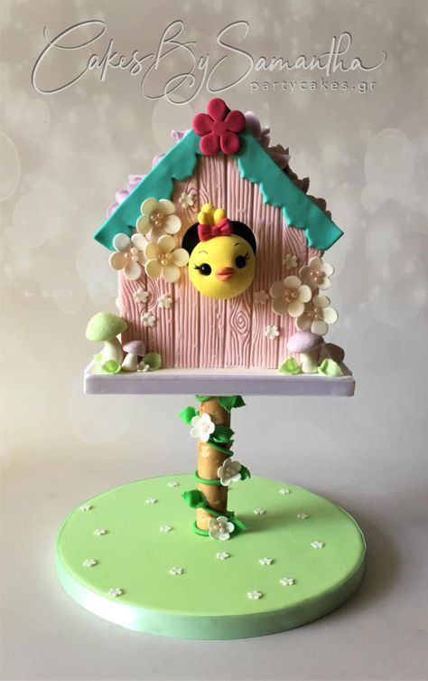 Birdhouse Cake  - cake by Cakes By Samantha (Greece) Birdhouse Cake, Birdcage Cake, Anti Gravity Cake, Elaborate Cakes, Bird Cake, Gravity Cake, Fabulous Cakes, Jungle Cake, Edible Lace