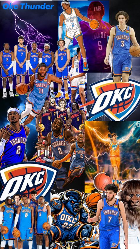 #basketball #Okc #thunder #collage Thunder City, Thunder Basketball, Okc Thunder, Basketball, Collage